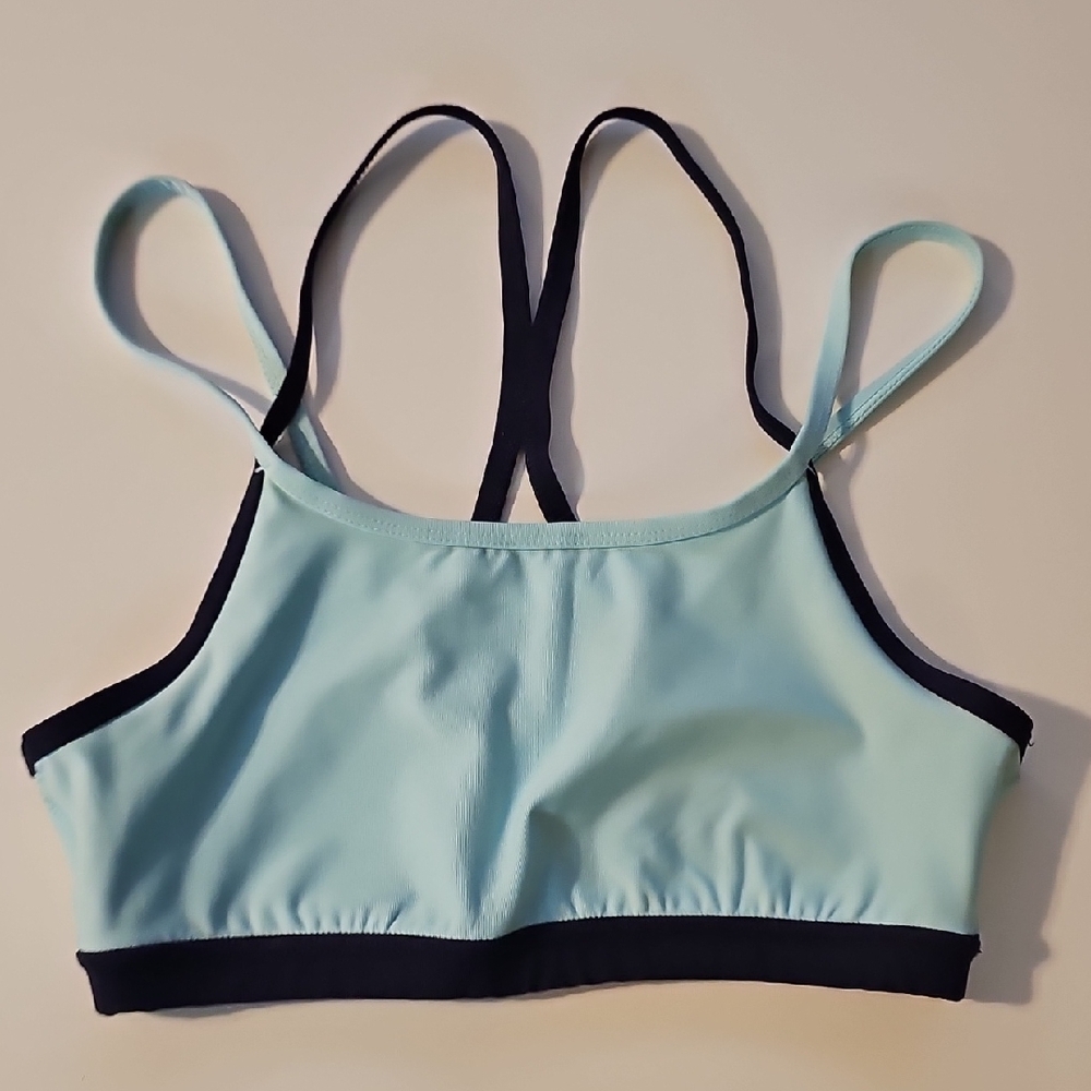 Athletic Works Light Blue and Black Bikini Top